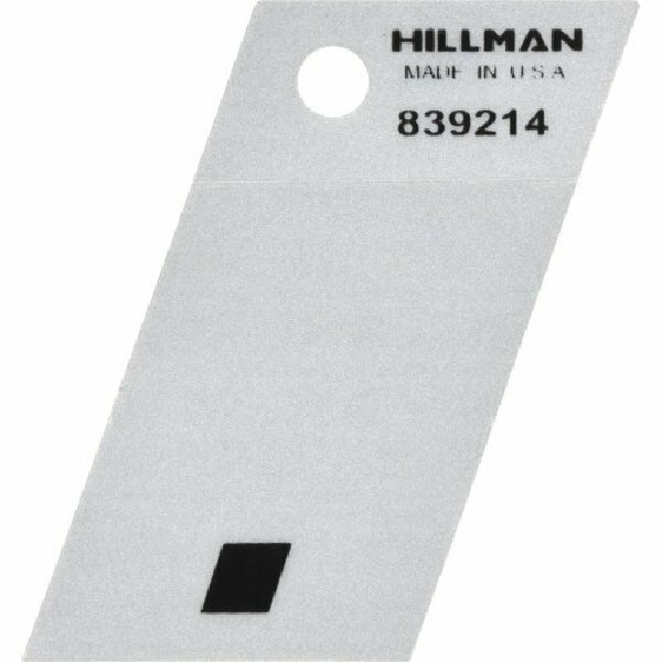 Hillman Angle-Cut Symbol, Character: Period, 1-1/2 in H Character, Blk Character, Silver Background, Mylar 839214